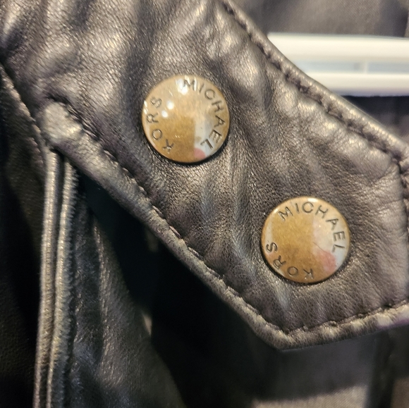 Michael Kors Leather Moto Jacket, Black, Size US M - Picture 8 of 15